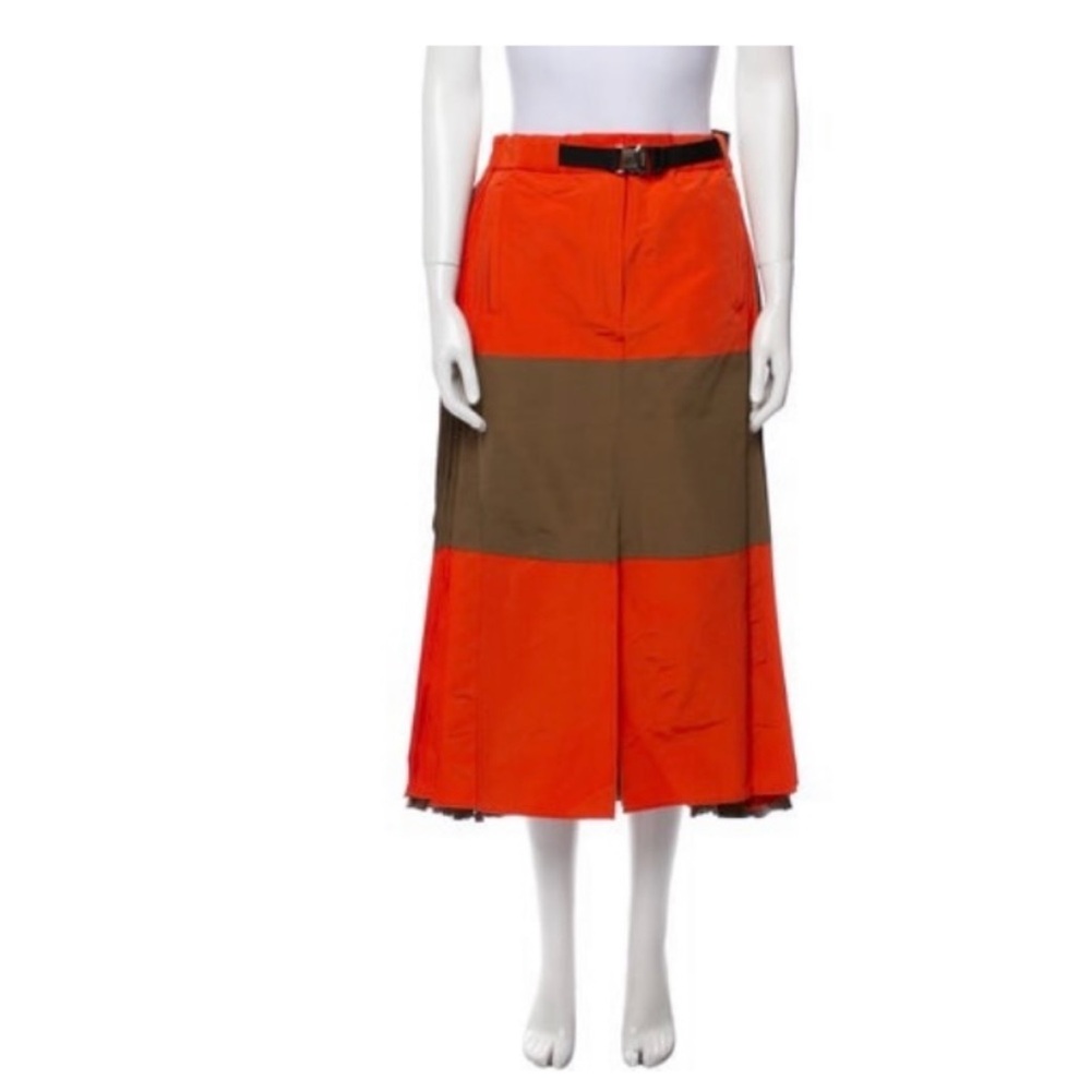 Sacai Orange and Brown A-Line Skirt